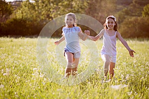 Group of happy children playing