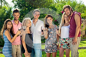 Group of happy confident young teenagers