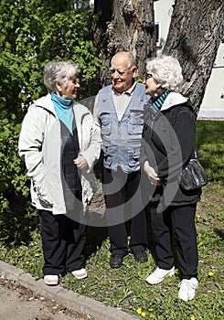 Group of happy elderly people relaxing