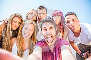 Group of happy friends having fun