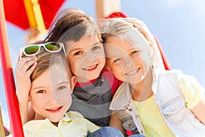 Group of happy kids on children playground