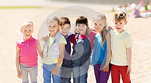 Group of happy kids on children playground