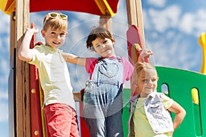 Group of happy kids on children playground