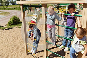 Group of happy kids on children playground