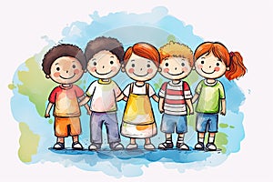 group of happy kids on childrens day AI generated