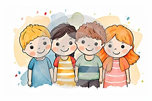 group of happy kids on childrens day AI generated