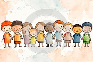 group of happy kids on childrens day AI generated