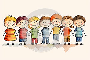 group of happy kids on childrens day AI generated