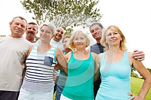 Group of happy people outside