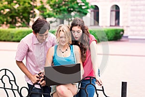 Group of happy smiling Teenage Students