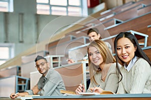 Group of Happy Students in College