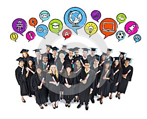 Group Of Happy Students Graduating