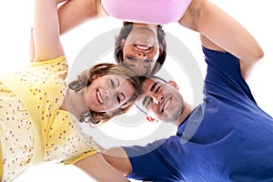 Group of happy teenagers in circle