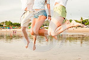 Group of happy young people having fun on the