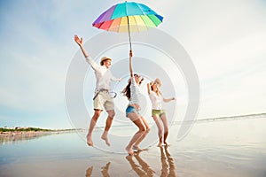 Group of happy young people having fun on the