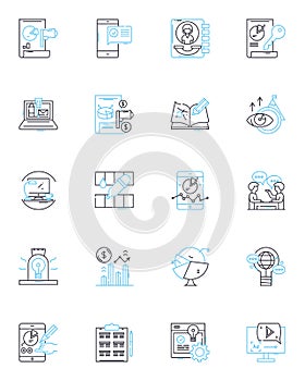 Group Harmony linear icons set. Melody, Rhythm, Sync, Blend, Vocals, Harmony, Chorus line vector and concept signs