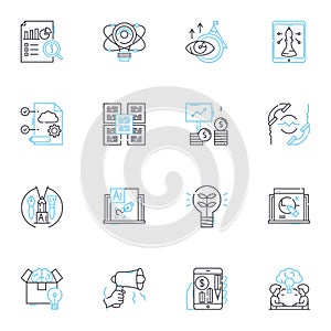 Group Harmony linear icons set. Melody, Rhythm, Sync, Blend, Vocals, Harmony, Chorus line vector and concept signs