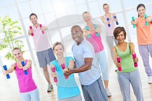 Group Healthy People Fitness Exercising Relaxation Concept