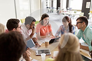 Group of high school students with tablet pc