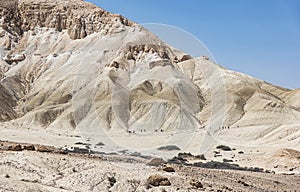 Group of Hikers Heading Towards Ein Avdat in the Zin Wilderness in Israel