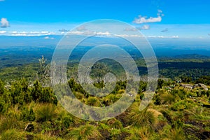 A group of hikers in the panoramic mountain landscapes of Mount Kenya National Park, Kenya