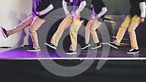 Group of hip-hop dancers performance on a stage, modern contemporary street dance with break dancing in studio, hip hop dance