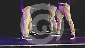 Group of hip-hop dancers performance on a stage, modern contemporary street dance with break dancing in studio, hip hop dance