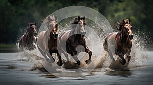 Group of Horses Running Wild