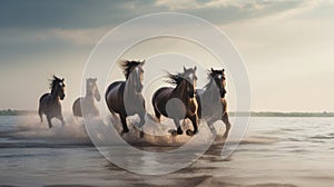 Group of Horses Running Wild