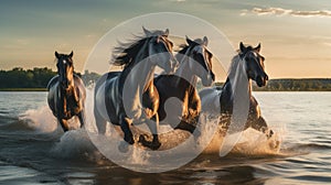 Group of Horses Running Wild