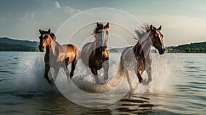 Group of Horses Running Wild