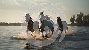 Group of Horses Running Wild