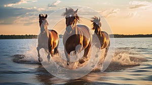 Group of Horses Running Wild