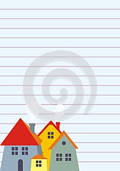 Group of houses on lined paper, concept, vector icon
