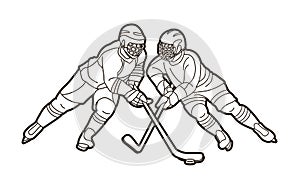 Group of Ice Hockey players action cartoon sport graphic