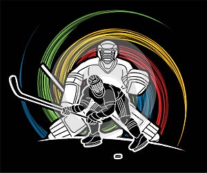 Group of Ice Hockey players action cartoon sport graphic