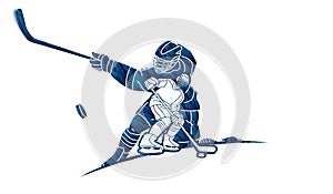 Group of Ice Hockey players action cartoon sport graphic