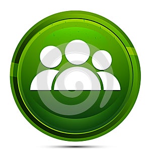 Group icon glassy green round button illustration