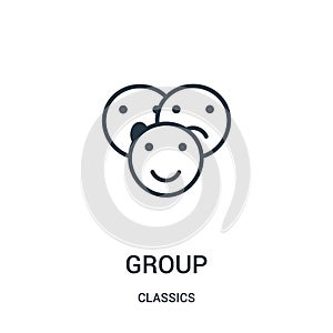 group icon vector from classics collection. Thin line group outline icon vector illustration. Linear symbol