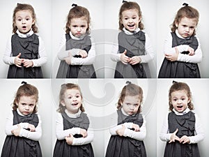 A group of images with the emotions of a little girl