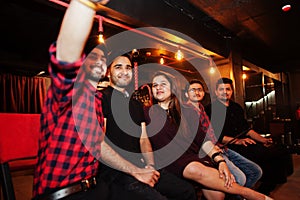 Group of indian friends at lounge bar.