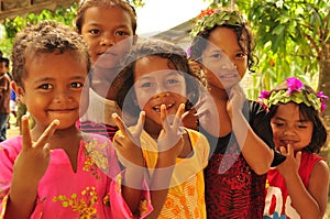 Group of indigenous children smiling