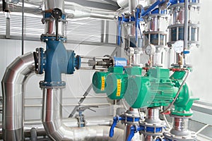 Group of industrial pumps photo