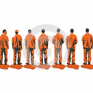 group of inmates vector flat minimalistic isolated illustration