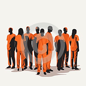 group of inmates vector flat minimalistic isolated illustration