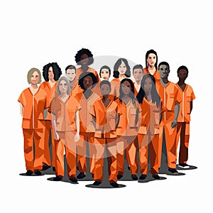 group of inmates vector flat minimalistic isolated illustration photo