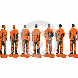 group of inmates vector flat minimalistic isolated illustration photo