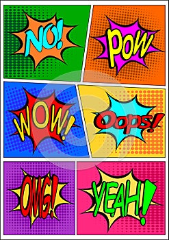 A group of interjections in the manner of a comic text