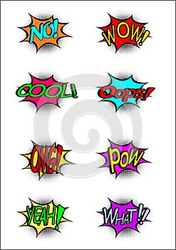 A group of interjections in the manner of a comic text