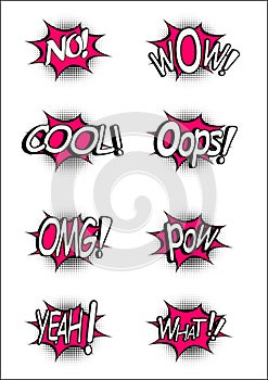 A group of interjections in the manner of a comic text